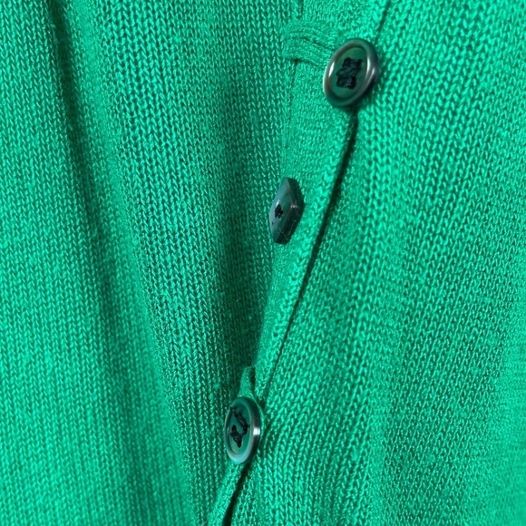 Yuka Large Kelly Green Knit Asymmetrical Button Dress Longline Sweater - Picture 3 of 6